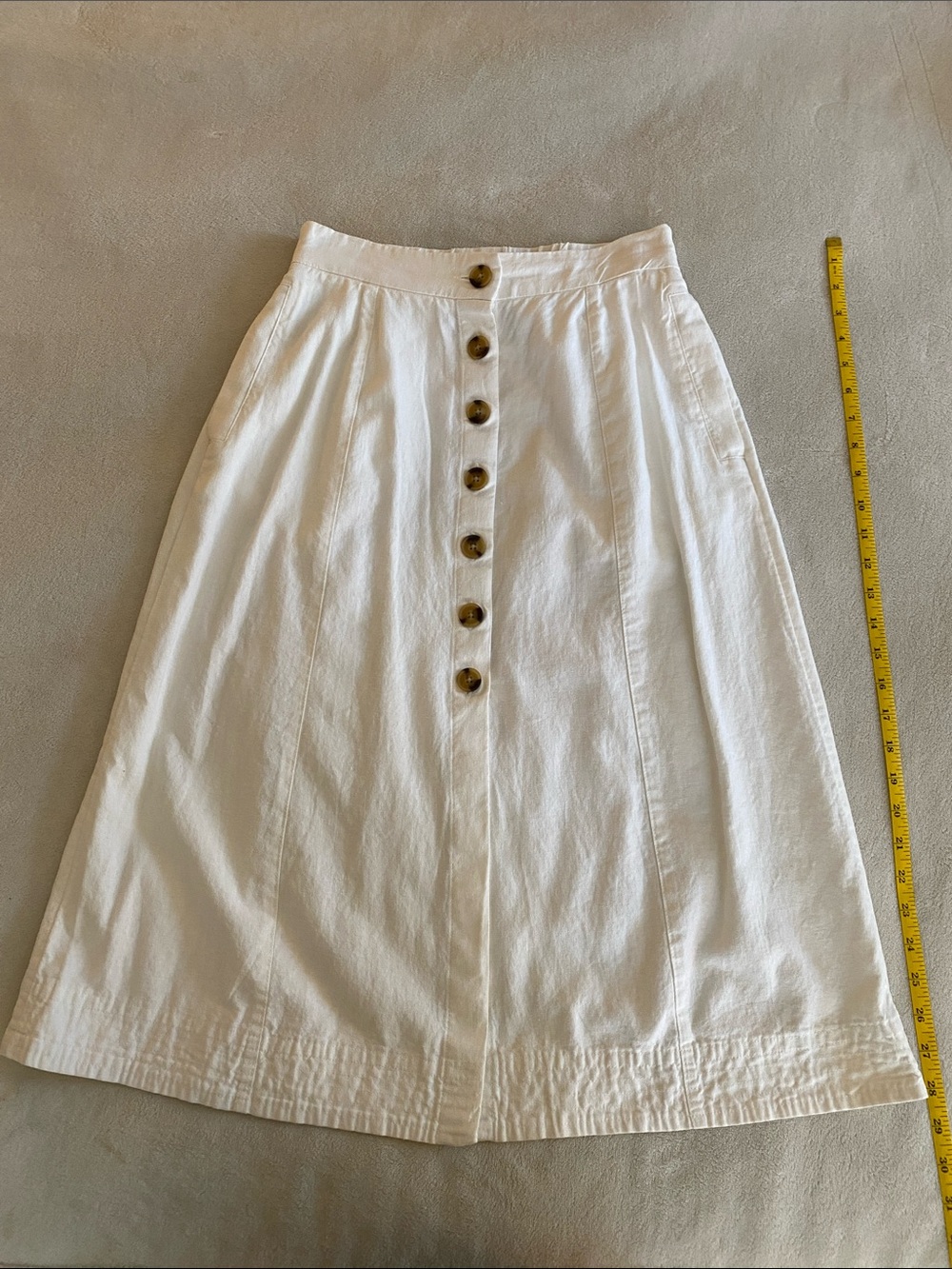 Universal Thread White Button-Front Midi Skirt